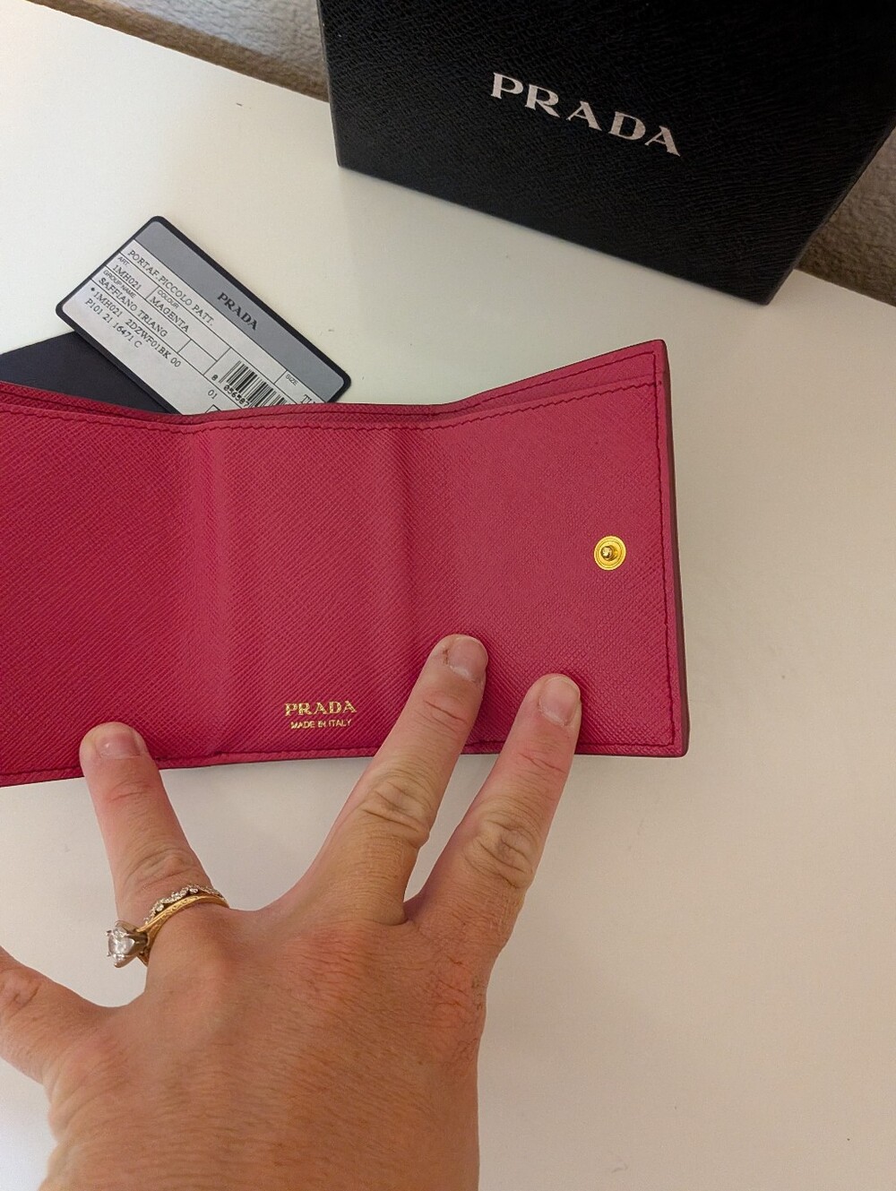 Prada Small Trifold Wallet Pink Safiano Leather Nib 🎁 - Picture 9 of 12